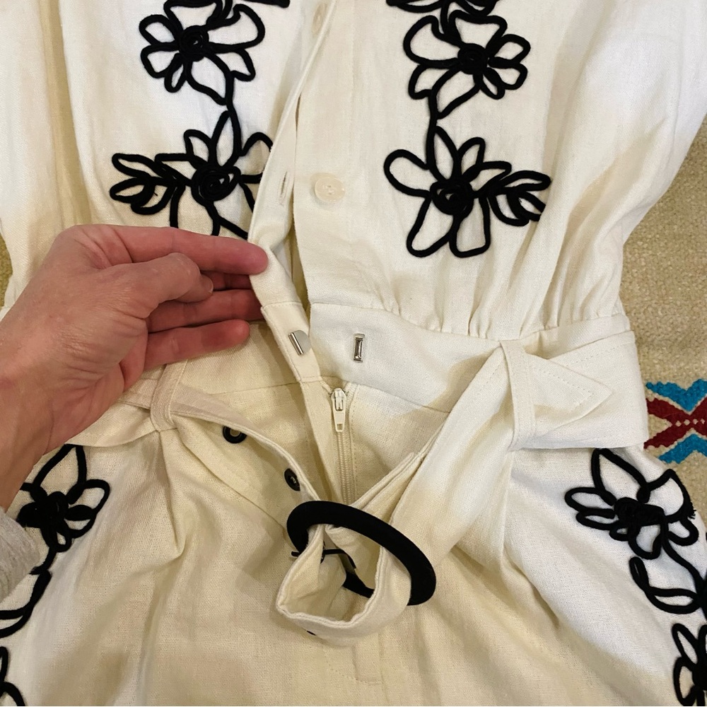 Anthropologie Belle Vere floral embroidered one piece belted romper NWT - Picture 9 of 16